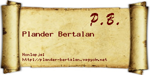 Plander Bertalan névjegykártya