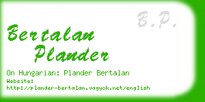 bertalan plander business card